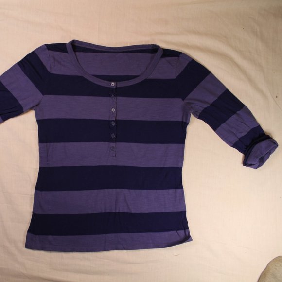 Blue and purple striped button down top large blues clues kinda - Picture 2 of 4